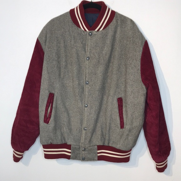 Vintage Jackets & Blazers - Vintage varsity wool blend corduroy snap jacket